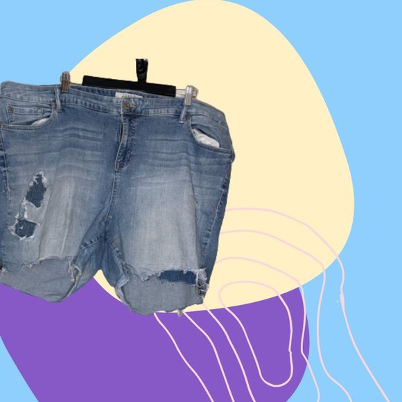 Plus Denim Cuttoff Shorts - Picture 2 of 3